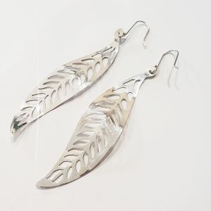 Sterling Silver Leaf or Feather Dangle Earring